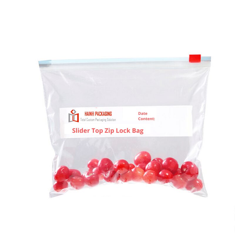 Transparent Reclosable Slider Top Ziplock Bag