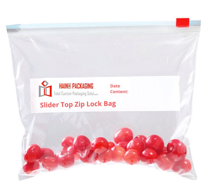 transparent reclosable slider top zip lock bag