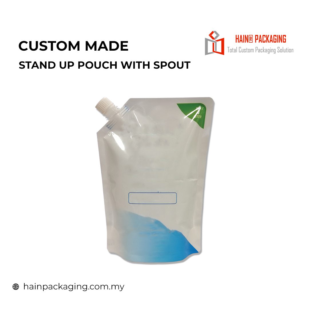 Doypack pouch with spout for liquid products