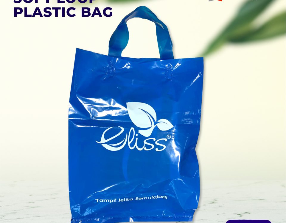 The image displays a plastic bag made of soft loop material. The design features a ... • blue (1+ ... ... The image