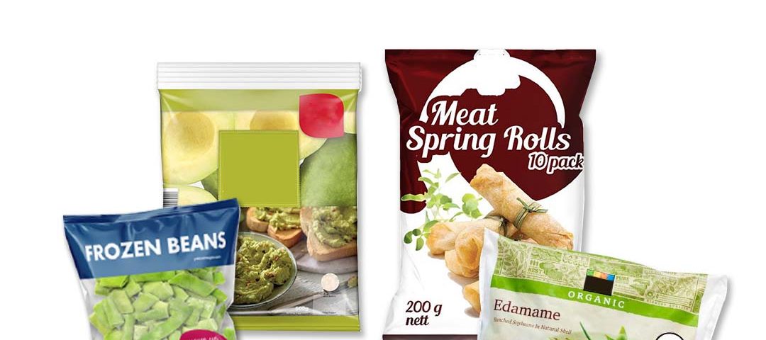 Center seal bag packaging for food products.