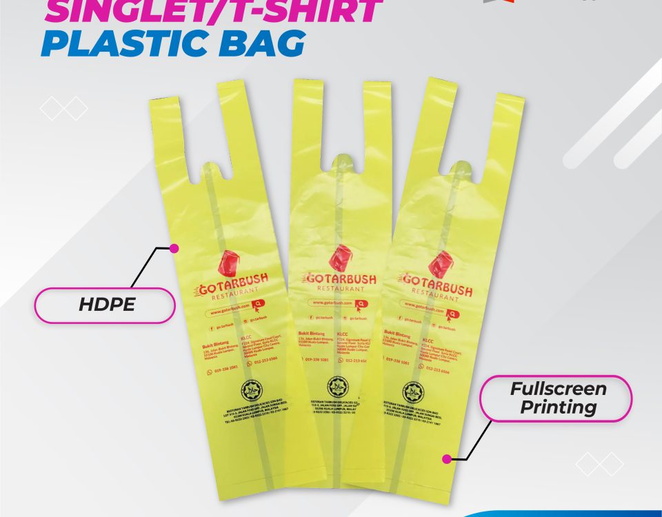 Singlet plastic bag with custom printing.