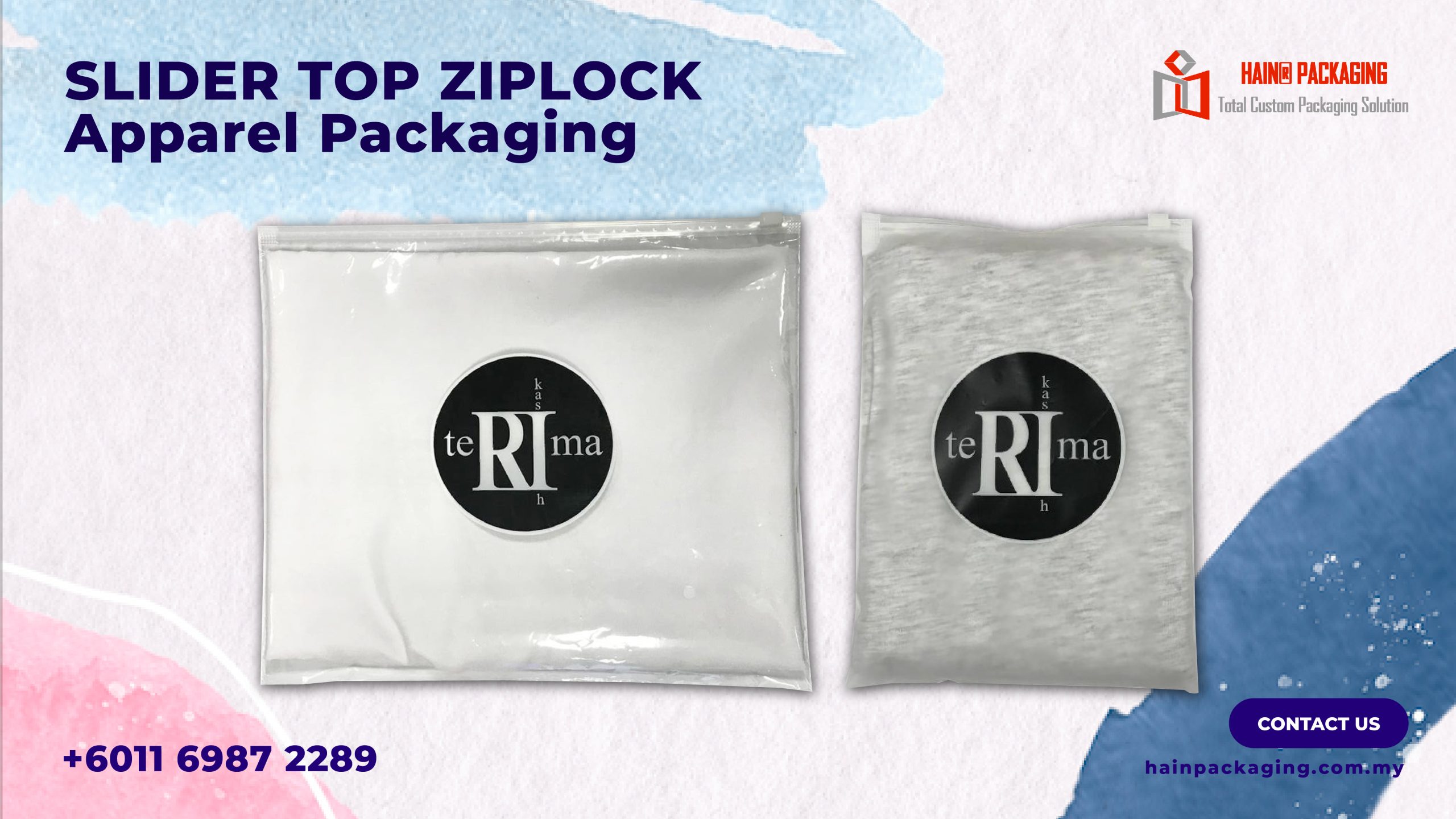 Ziplock packaging for clothes with slider closure