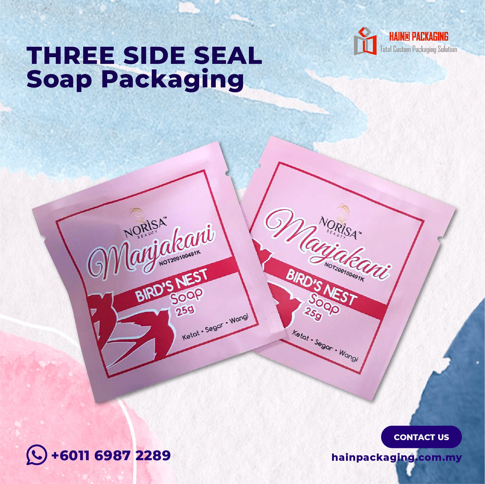 Custom packaging supplier Malaysia three side seal bags