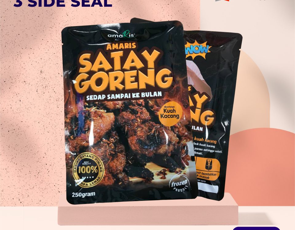 Step 1: Identify the main subject and topic The main subject is a food product, specifically a Satay Goreng. Step