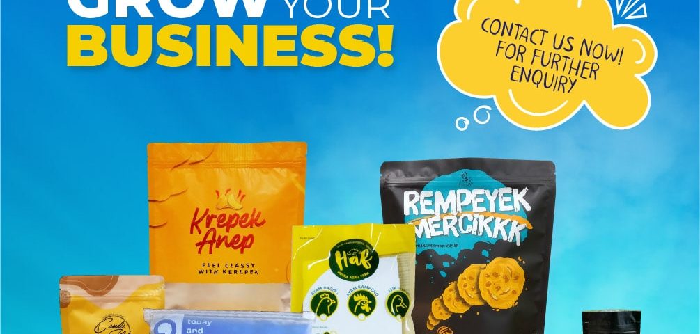 The image is an advertisement for Haino Packaging, a company that provides custom packaging solutions. The image features a blue background with a selection of packages