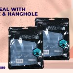The image is an advertisement for a product called "3 Side Seal with Ziplock & Hanghole" from a company called "Hain Packaging". The