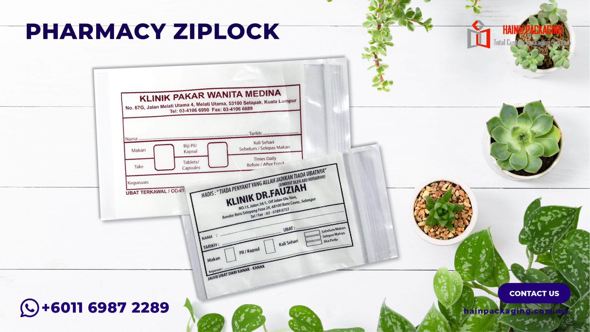 Custom printing pharmacy zipper bag - ziplock packaging solutions