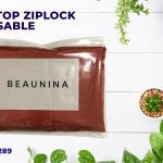 The image is an advertisement for a sliding top ziplock resin package, which can be used for packaging products like food, cosmetics, and others. The