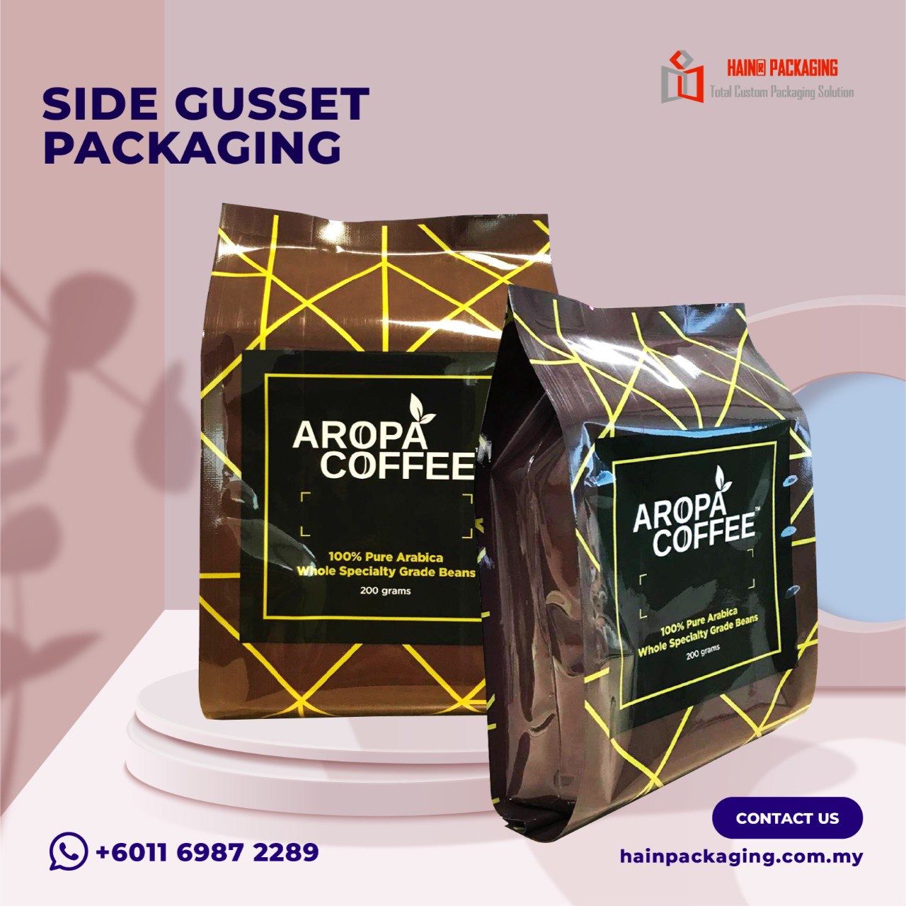 Aluminium foil gusset packaging for coffee and premium food products