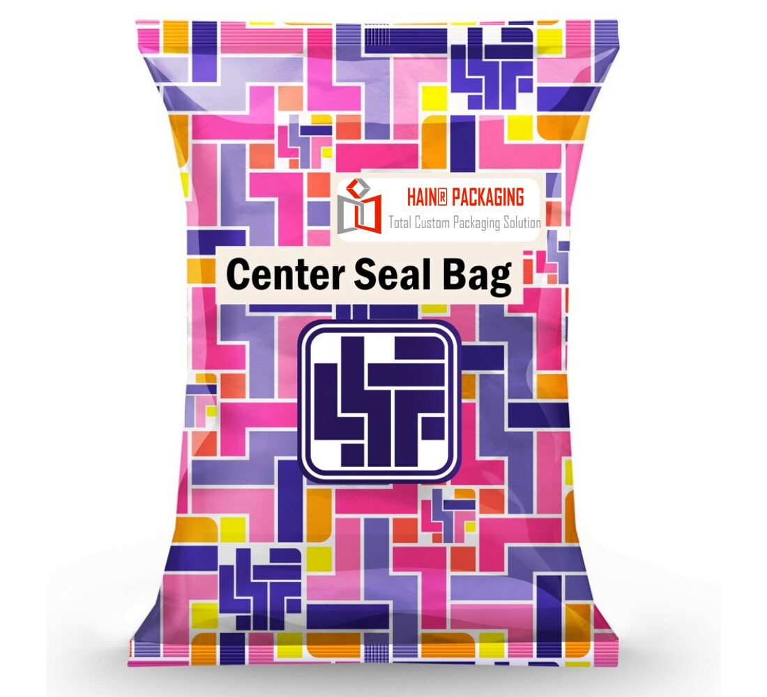 Center seal packaging bag showing the fin seal running down the back of the pack