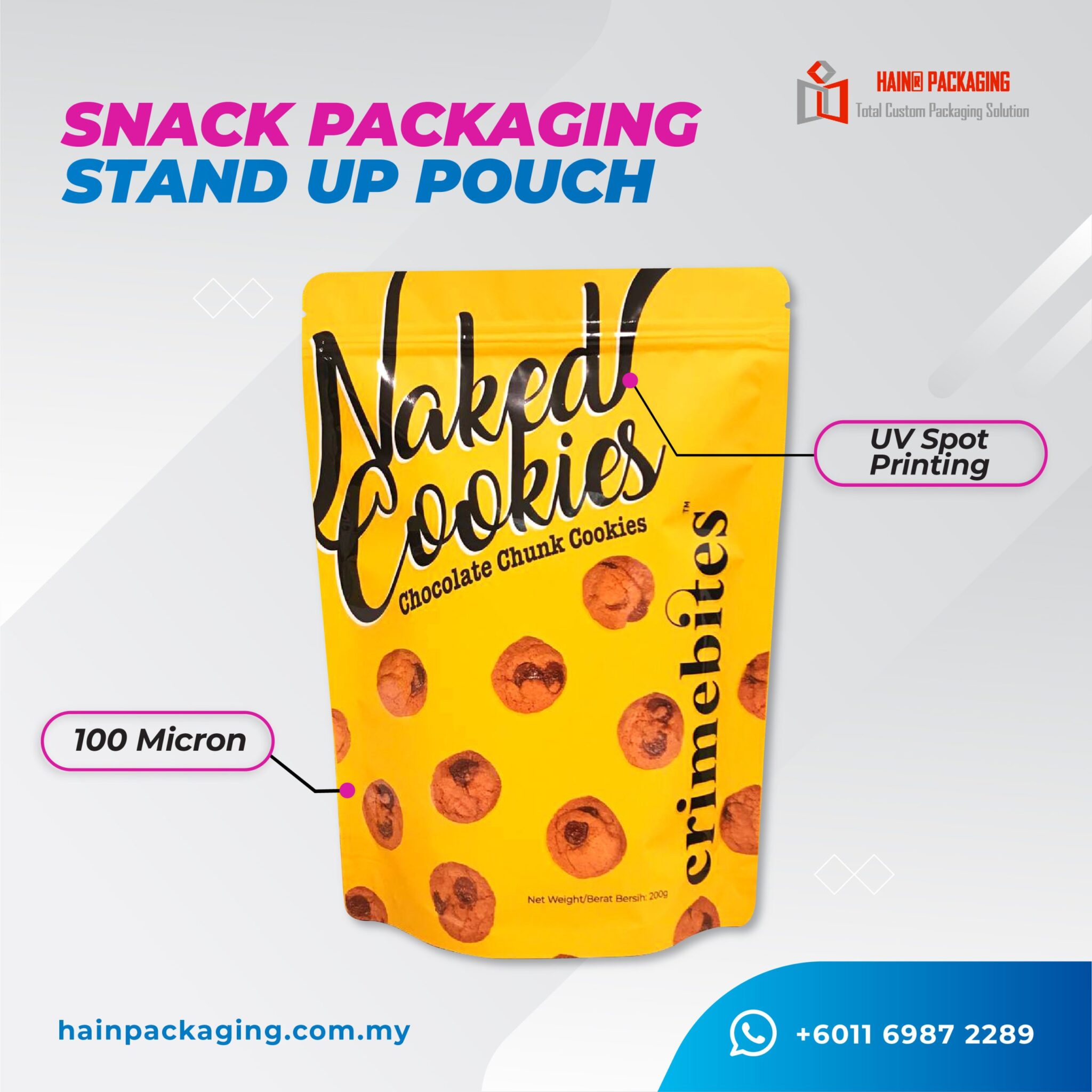 tear notch easy open snack pouch packaging