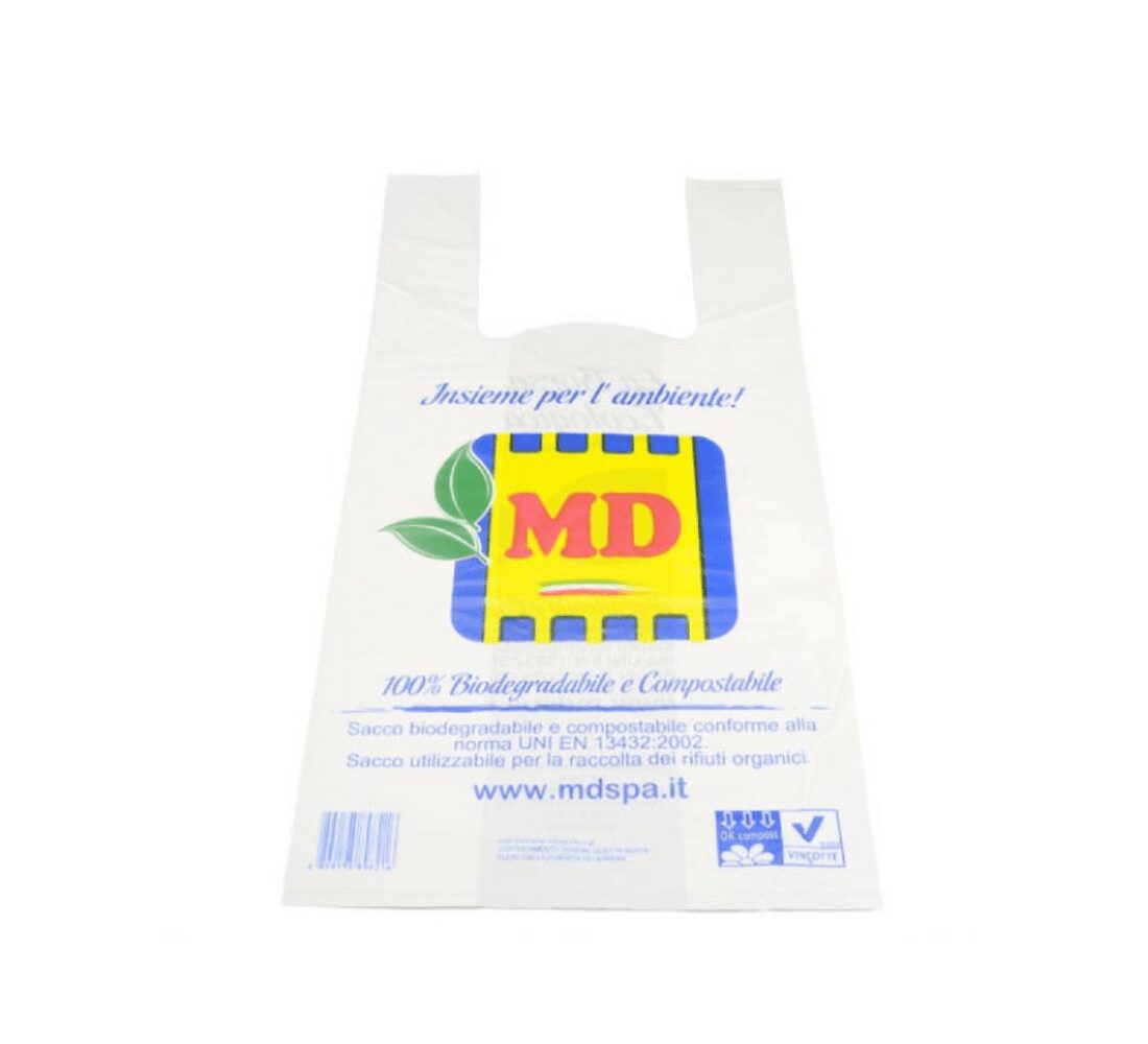 Biodegradable shopping bag with die-cut handles, a material category a compostable pouch malaysia buyer must separate from compostable claims